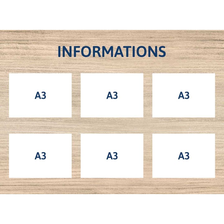 Panneau clip d'informations 6 x A3 paysage