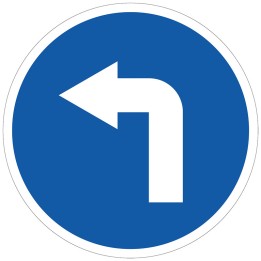 Mandatory left turn sign
