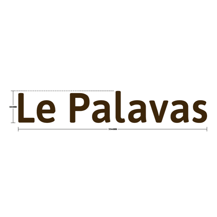 Nom du camping en lettres découpées